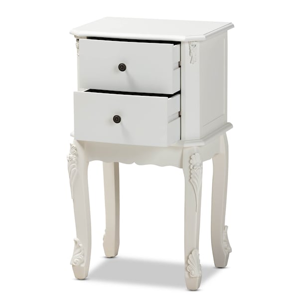 Baxton Studio Sophia French White Finished Wood 2-Drawer Nightstand - 165-10693