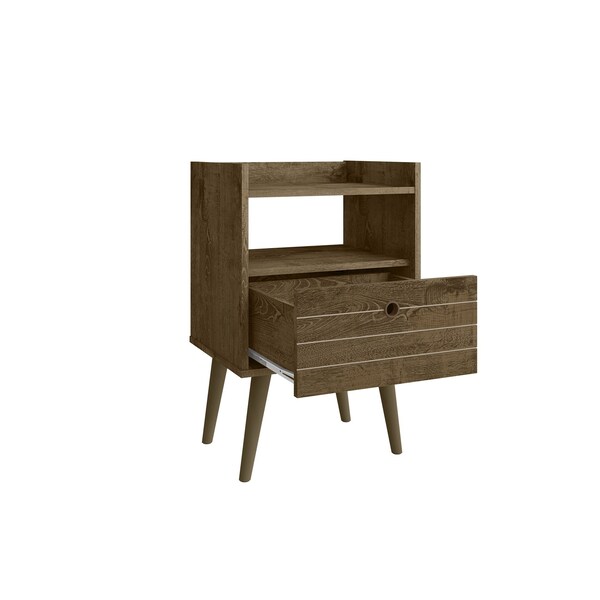 Manhattan Comfort Bogart Nightstand in Rustic Brown and Nature - 256BMC9
