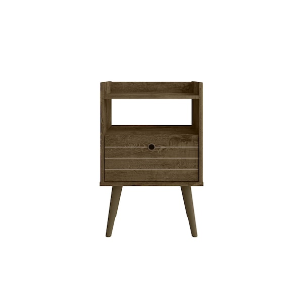 Manhattan Comfort Bogart Nightstand in Rustic Brown and Nature - 256BMC9