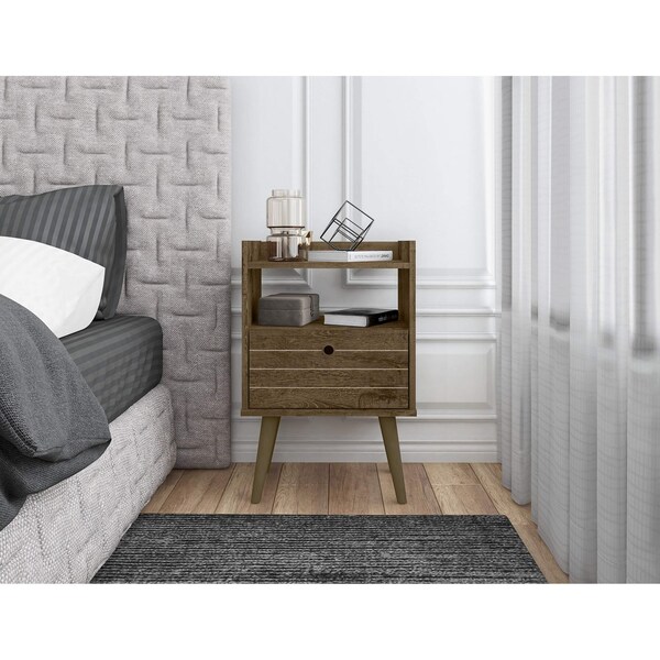 Manhattan Comfort Bogart Nightstand in Rustic Brown and Nature - 256BMC9