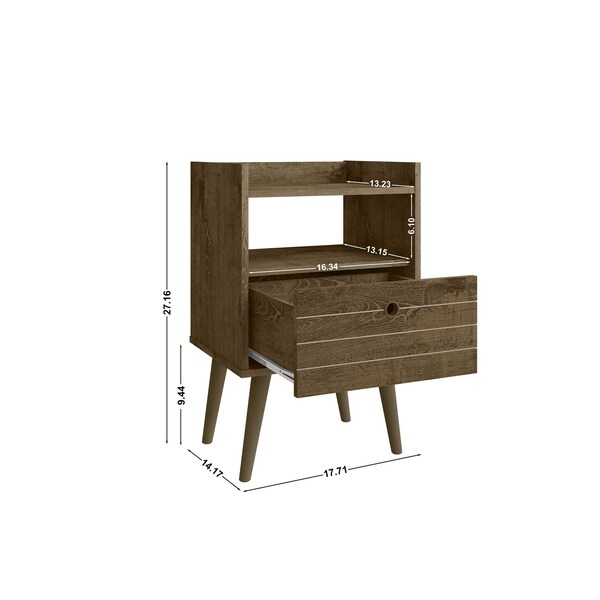Manhattan Comfort Bogart Nightstand in Rustic Brown and Nature - 256BMC9