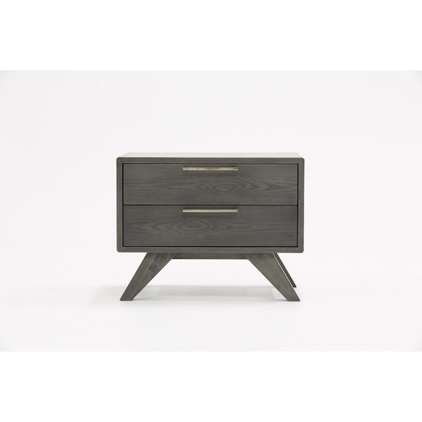 Homeroots Modern Gray Wash Nightstand with Two Drawers, Gray Wash - 473010