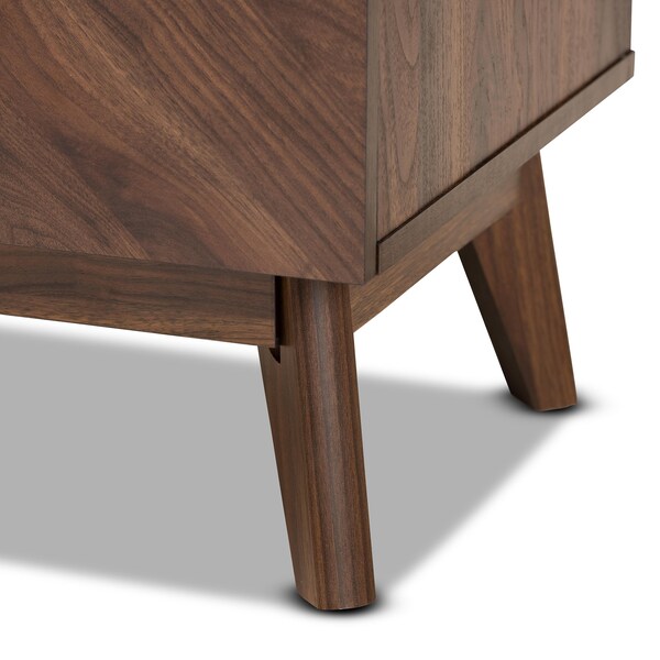 Baxton Studio Hartman Mid-Century Walnut Brown Finished Wood 2-Drawer Nightstand - 193-11719-ZORO