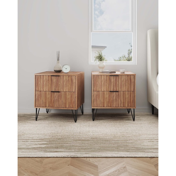 Manhattan Comfort DUMBO 2.0 Nightstand in Golden Brown, 2PK - 2-NS002-GB