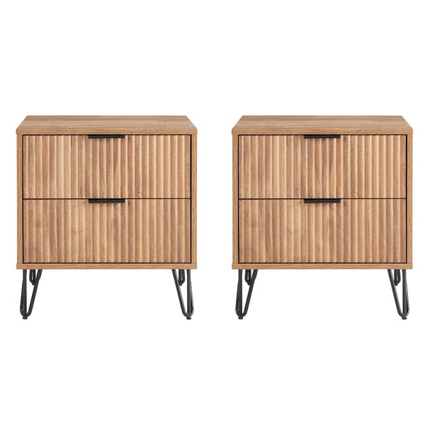 Manhattan Comfort DUMBO 2.0 Nightstand in Golden Brown, 2PK - 2-NS002-GB