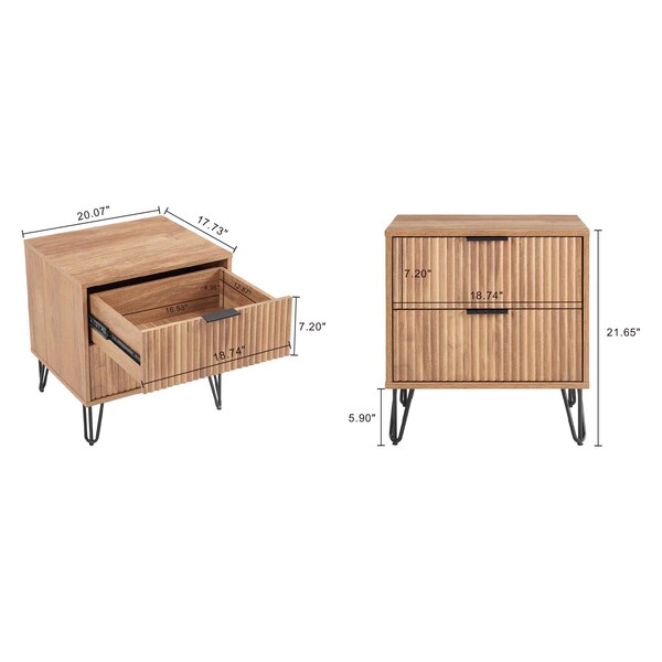 Manhattan Comfort DUMBO 2.0 Nightstand in Golden Brown, 2PK - 2-NS002-GB