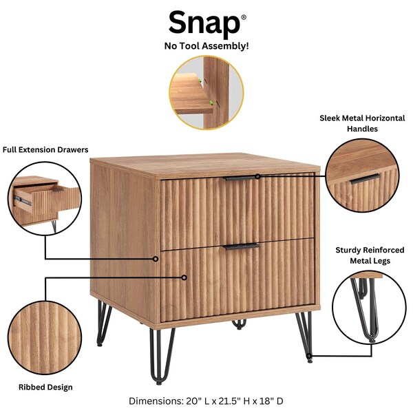 Manhattan Comfort DUMBO 2.0 Nightstand in Golden Brown, 2PK - 2-NS002-GB