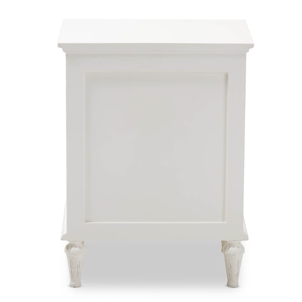 Baxton Studio Venezia French-Inspired Rustic Whitewash Wood 3-Drawer Nightstand - 138-7698