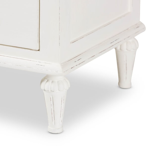 Baxton Studio Venezia French-Inspired Rustic Whitewash Wood 3-Drawer Nightstand - 138-7698