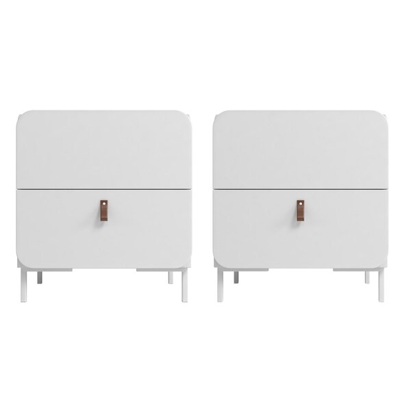 Manhattan Comfort Bogardus Nightstand in White - Set of 2 - 2-NS-319AMC86