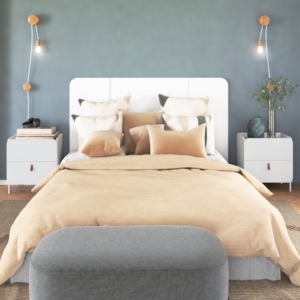 Manhattan Comfort Bogardus Nightstand in White - Set of 2 - 2-NS-319AMC86