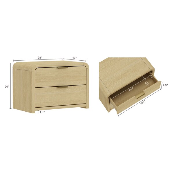 Manhattan Comfort Grace Nightstand in Natural Oak and Gold - NS007-GNO
