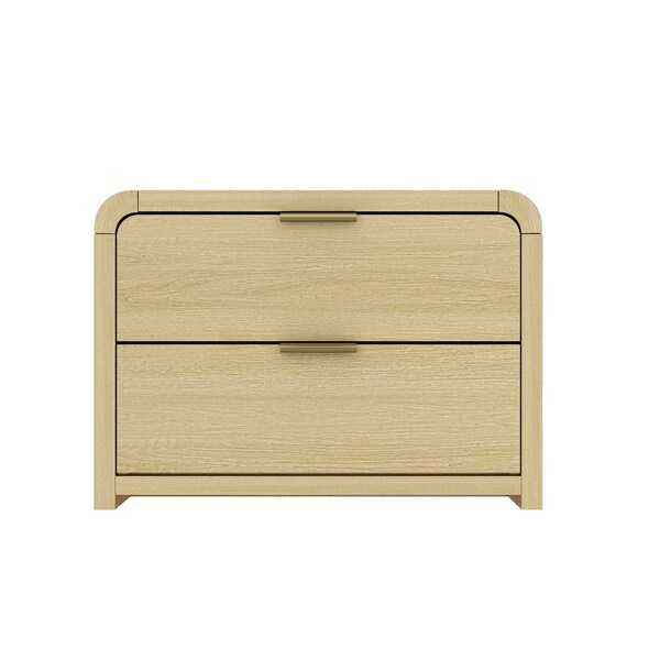 Manhattan Comfort Grace Nightstand in Natural Oak and Gold - NS007-GNO