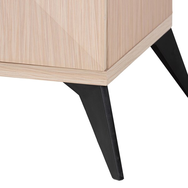 Baxton Studio Draper Mid-Century Modern Two-Tone Light Brown and Black Wood 2-Drawer Nightstand - 243-13501-ZORO