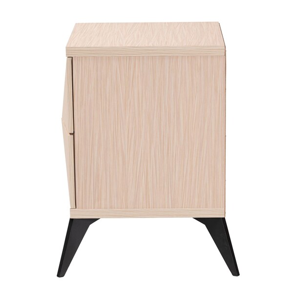 Baxton Studio Draper Mid-Century Modern Two-Tone Light Brown and Black Wood 2-Drawer Nightstand - 243-13501-ZORO