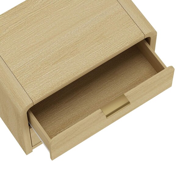 Manhattan Comfort Grace Nightstand in Natural Oak and Gold - Set of 2 - 2-NS007-GNO