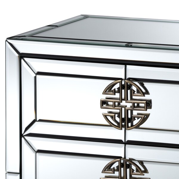 Baxton Studio Laken Contemporary Glam and Luxe Mirrored and Antique Bronze Finished 3-Drawer Nightstand - 174-11066-ZORO