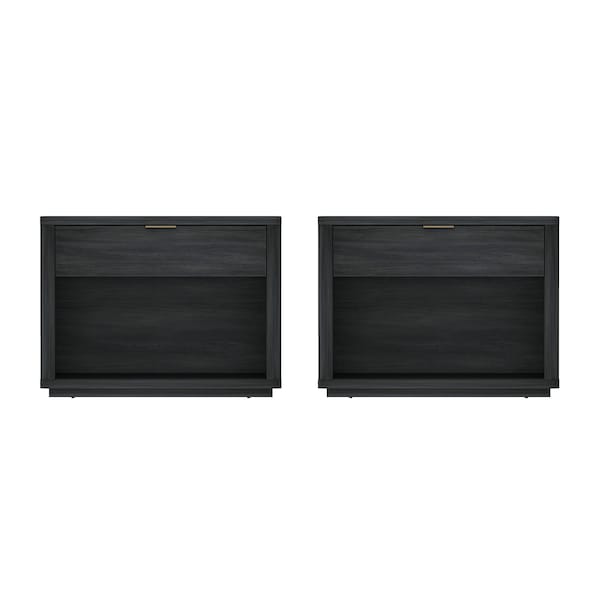 Manhattan Comfort Evelyn 32in Nightstand 2.0 in Charcoal Grey - Set of 2 - 2-NS012-CH