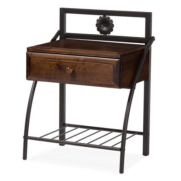 Baxton Studio Jevenci Vintage Industrial Black Finished Metal Nightstand - 120-6574