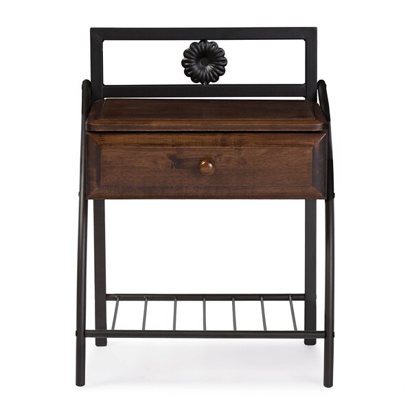 Baxton Studio Jevenci Vintage Industrial Black Finished Metal Nightstand - 120-6574