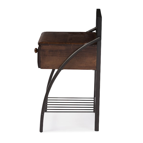 Baxton Studio Jevenci Vintage Industrial Black Finished Metal Nightstand - 120-6574
