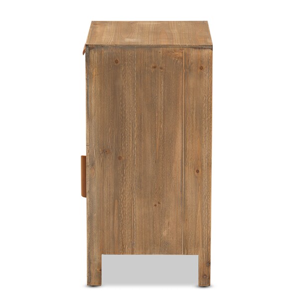 Baxton Studio Clement Oak Finished 1-Door and 1-Drawer Wood Spindle Nightstand - 162-10559