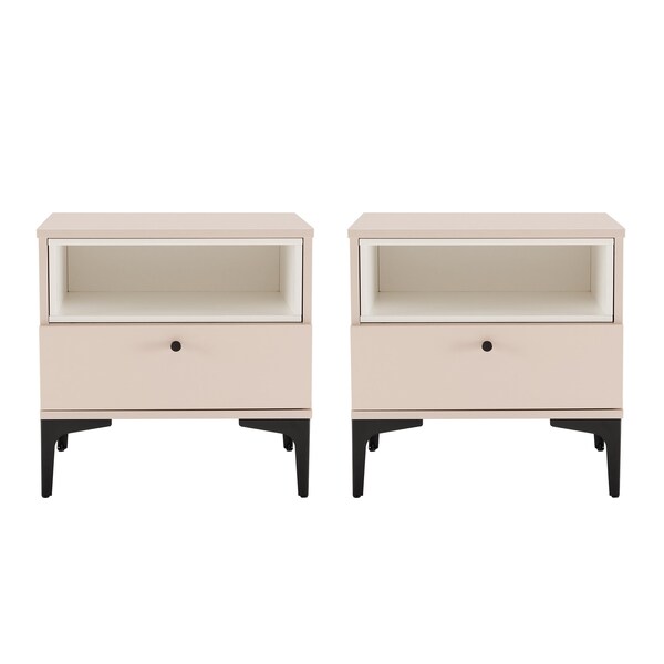 Manhattan Comfort Amara Nightstand in Pale Rose and White- Set of 2 - 2-NS006-PK