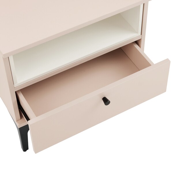 Manhattan Comfort Amara Nightstand in Pale Rose and White- Set of 2 - 2-NS006-PK