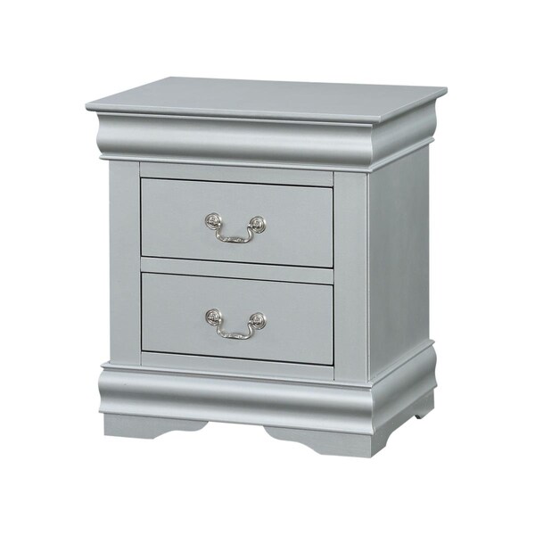 Homeroots 16 x 22 x 24 in. Platinum Wood Nightstand - 347103