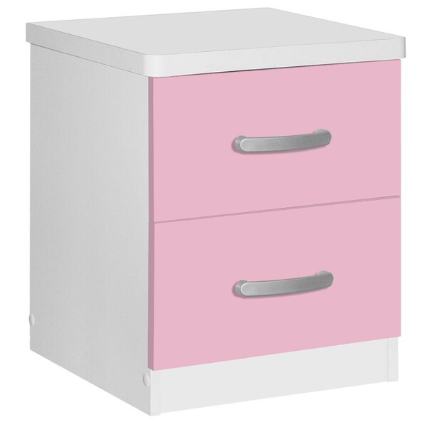 Better Home Cindy Faux Wood 2 Drawer Nightstand, Pink & White - 20 x 17 x 16 in. - NTR-2D-PNKWHT