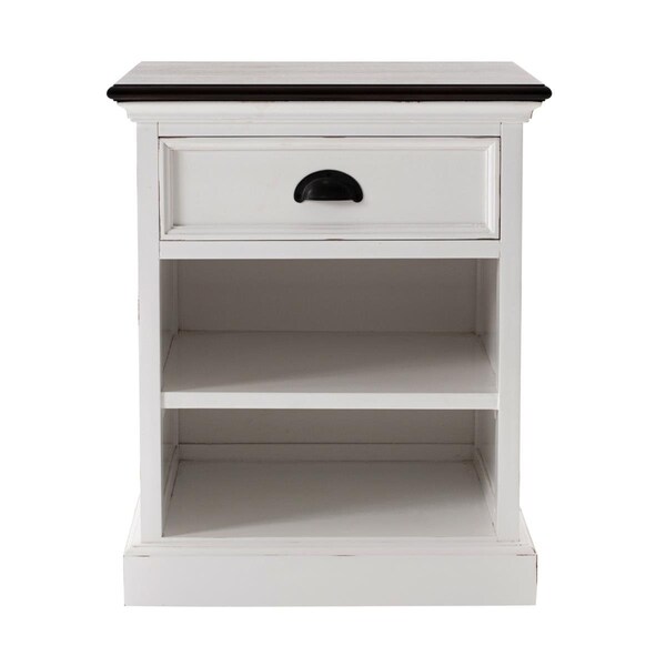 Gfancy Fixtures 23.62 x 19.69 x 19.69 in. Distressed White & Deep Brown Nightstand with Shelves - GF3097244