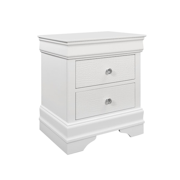 Convenience Concepts Pompei Metallic White Nightstand - 16 x 22 x 24 in. - HI2582793