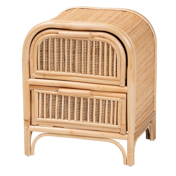 Bali & Pari Adrika Bohemian Natural Rattan 2-Drawer Nightstand - 244-13676-ZORO