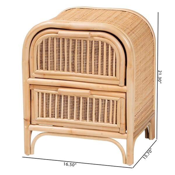 Bali & Pari Adrika Bohemian Natural Rattan 2-Drawer Nightstand - 244-13676-ZORO