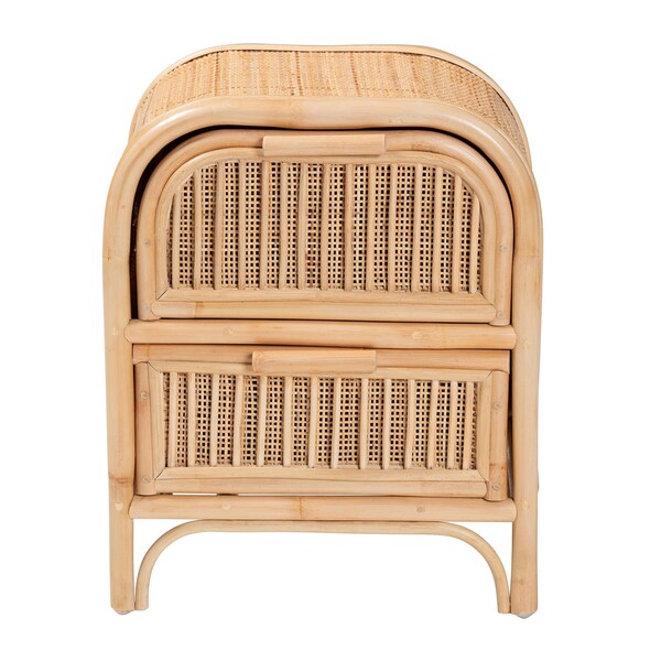 Bali & Pari Adrika Bohemian Natural Rattan 2-Drawer Nightstand - 244-13676-ZORO
