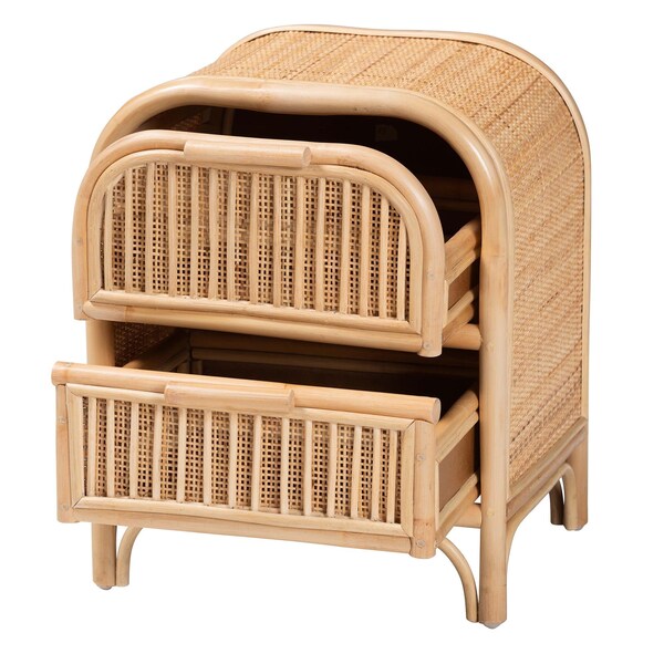 Bali & Pari Adrika Bohemian Natural Rattan 2-Drawer Nightstand - 244-13676-ZORO