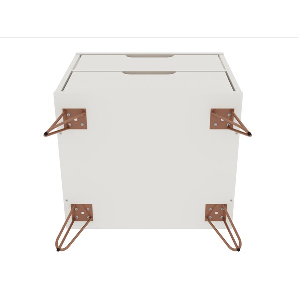 Manhattan Comfort Rockefeller 2.0 Nightstand, Off White and Nature - 102GMC3