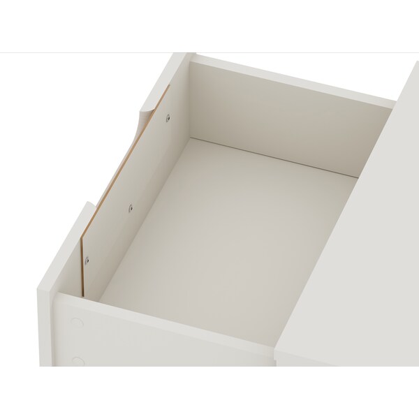 Manhattan Comfort Rockefeller 2.0 Nightstand, Off White and Nature - 102GMC3