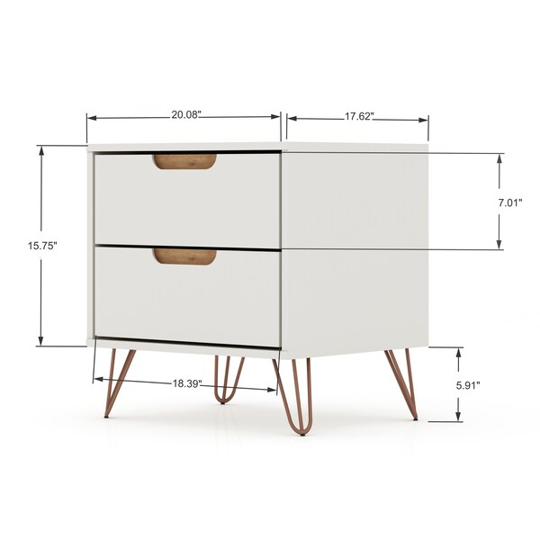 Manhattan Comfort Rockefeller 2.0 Nightstand, Off White and Nature - 102GMC3