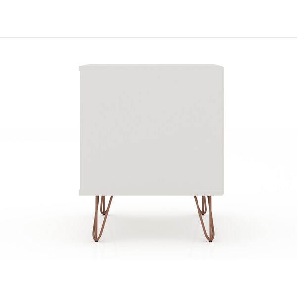 Manhattan Comfort Rockefeller 2.0 Nightstand, Off White and Nature - 102GMC3
