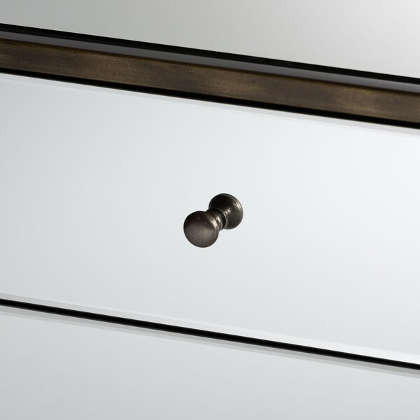 Baxton Studio Nouria Hollywood Style Mirrored Three Drawer Nightstand Bedside Table - 150-9055
