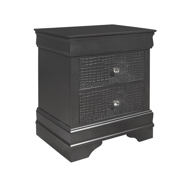 Convenience Concepts Pompei Metallic Grey Nightstand - 16 x 22 x 24 in. - HI2582792