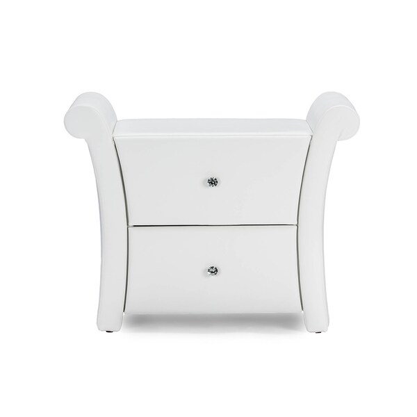 Baxton Studio Victoria Matte White 2 Storage Drawers Nightstand Bedside Table - 116-6194