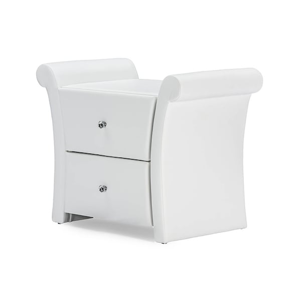 Baxton Studio Victoria Matte White 2 Storage Drawers Nightstand Bedside Table - 116-6194