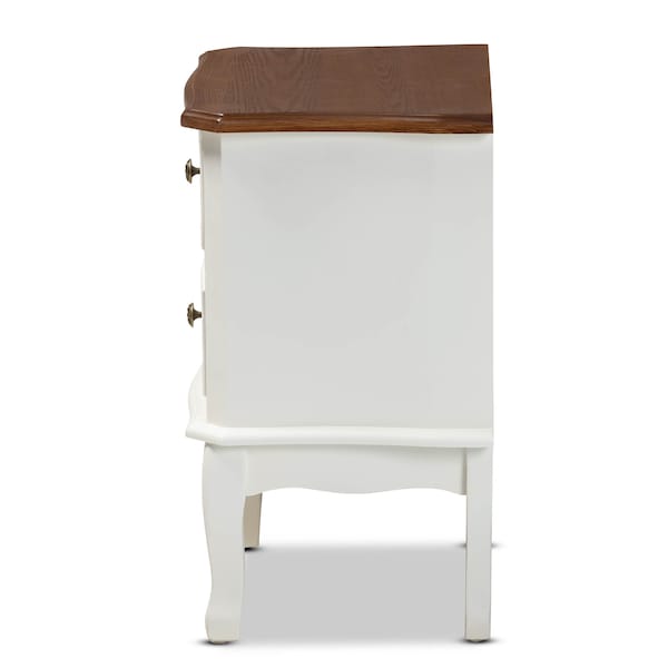 Baxton Studio Darlene White and Cherry Brown Finished Wood 2-Drawer Nightstand - 165-10696