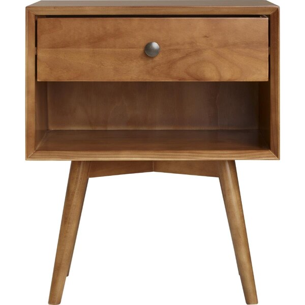 Walker Edison Furniture Walker Edison Furniture  Mid-Century 1 Drawer Solid Wood Night Stand, Caramel - BR25MC1DCA