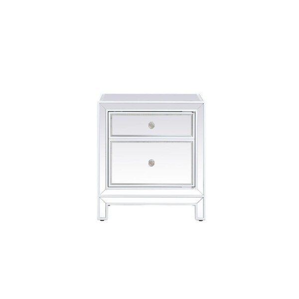 Convenience Concepts 21 in. Mirrored Nightstand in White - HI2222115