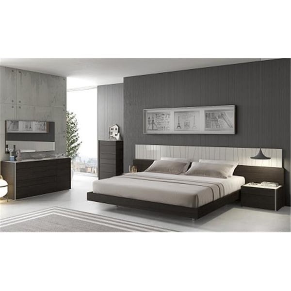 J&M Furniture J & M Furniture 17867-NSL Porto Left Facing Night Stand - Light grey & Wenge - 17867-NSL