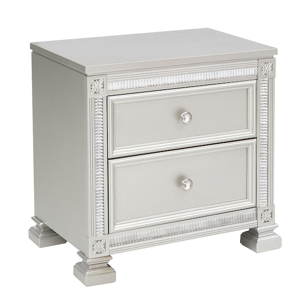 Homelegance Bevelle Night Stand, Silver - 1958-4