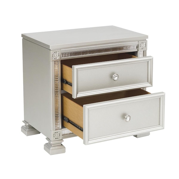 Homelegance Bevelle Night Stand, Silver - 1958-4